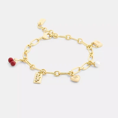 Cherry And Heart Charm Bracelet