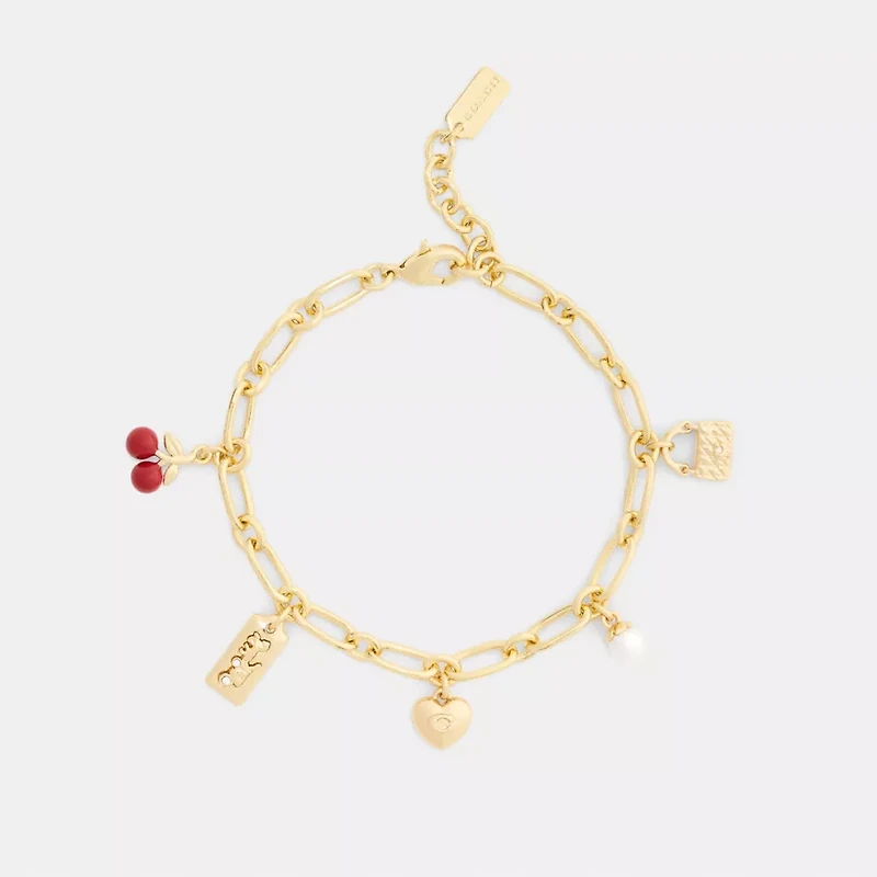 Cherry And Heart Charm Bracelet