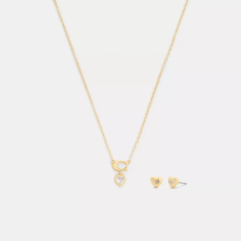 Signature Heart Pendant Necklace And Earrings Set