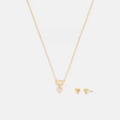 Signature Heart Pendant Necklace And Earrings Set