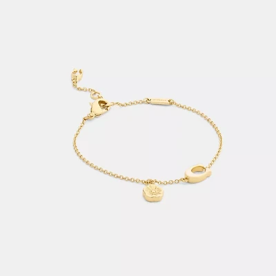 Enamel Signature Tea Rose Charm Linear Bracelet