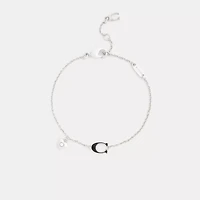 Enamel Signature Heart Charm Linear Bracelet