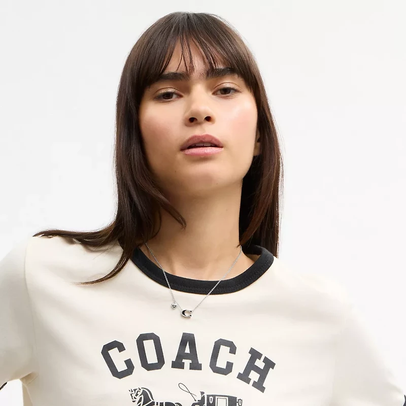 Enamel Signature Heart Charm Pendant Necklace