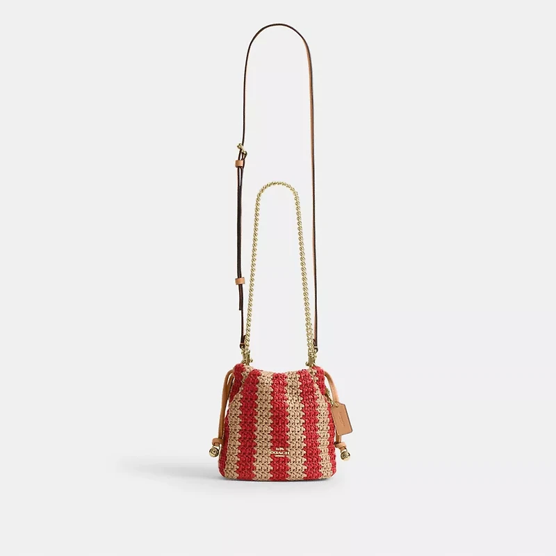 Faye Mini Drawstring Bag With Stripes