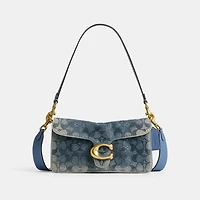 Tabby Shoulder Bag 26 In Regenerative Cotton Denim With Crystal Signature