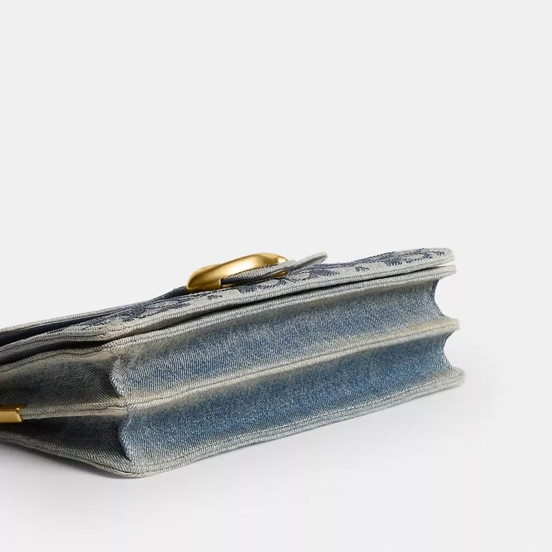 Tabby Shoulder Bag 26 In Regenerative Cotton Denim With Crystal Signature