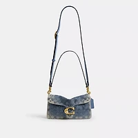 Tabby Shoulder Bag 26 In Regenerative Cotton Denim With Crystal Signature