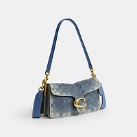 Tabby Shoulder Bag 26 In Regenerative Cotton Denim With Crystal Signature