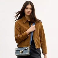 Tabby Shoulder Bag 26 In Regenerative Cotton Denim With Crystal Signature