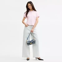 Tabby Shoulder Bag 26 In Regenerative Cotton Denim With Crystal Signature