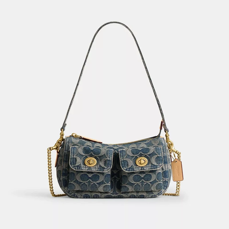 Twin Turnlock Waverly Bag In Signature Regenerative Cotton Denim