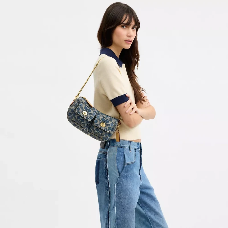 Twin Turnlock Waverly Bag In Signature Regenerative Cotton Denim