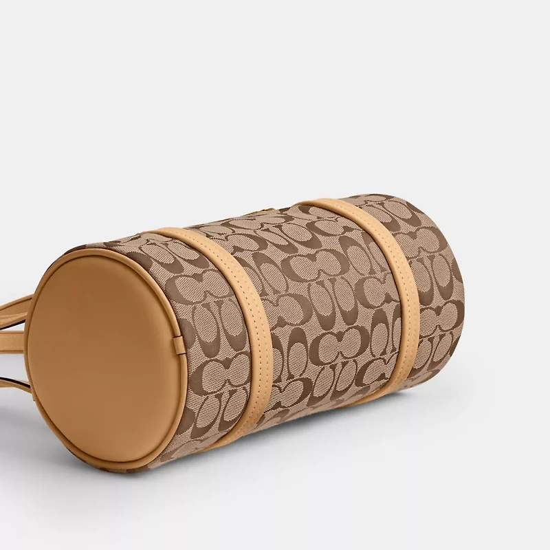 Kisslock Barrel Bag 28 In Signature Jacquard