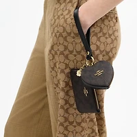 Wristlet And Heart Pouch In Signature Canvas With Charm