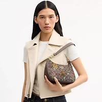 Teri Shoulder Bag In Signature Jacquard With Floral Embroidery
