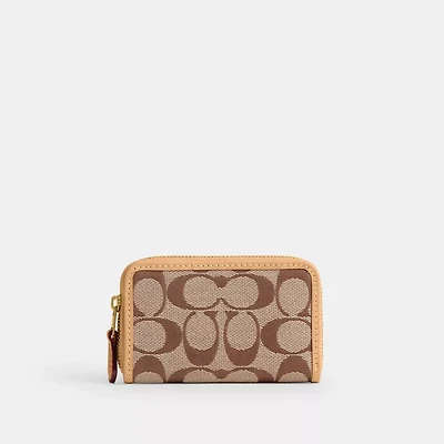 Essential Small Zip Around Card Case In Signature Jacquard