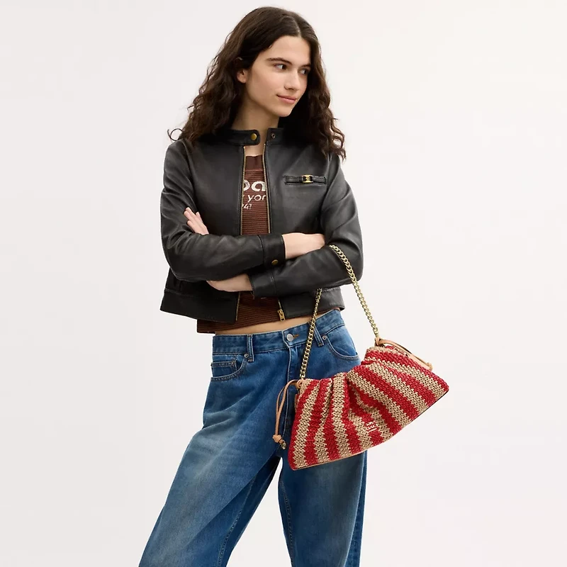 Faye Large Shoulder Bag With Stripes