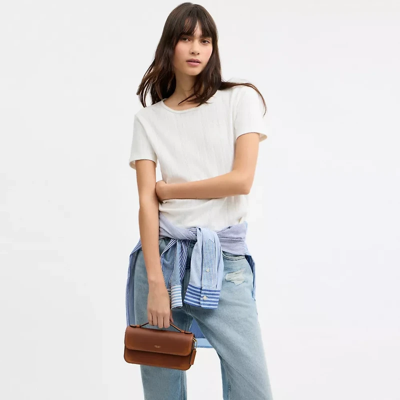 New York Elora Top Handle Crossbody Bag In Loved Leather