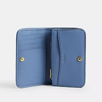 Essential Slim Card Case In Regenerative Cotton Denim With Crystal Signature