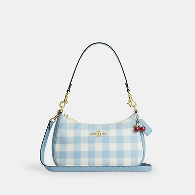 Teri Shoulder Bag With Gingham Print And Charm