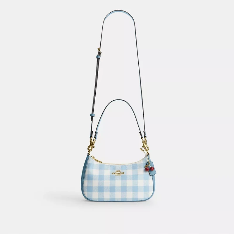 Teri Shoulder Bag With Gingham Print And Charm