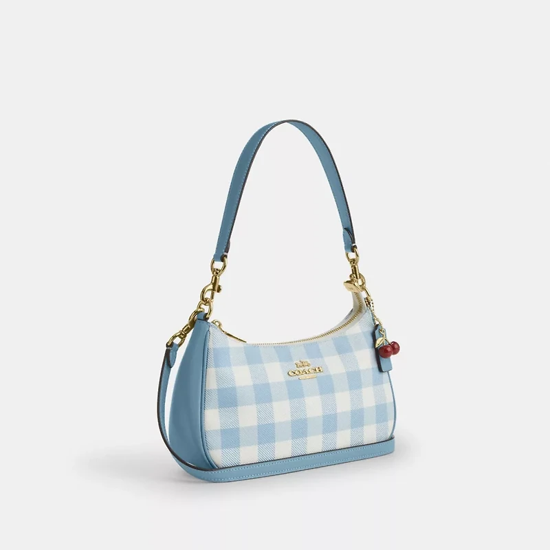 Teri Shoulder Bag With Gingham Print And Charm