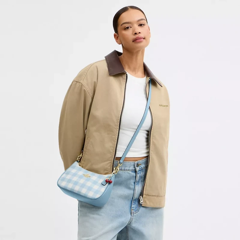 Teri Shoulder Bag With Gingham Print And Charm