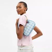 Teri Shoulder Bag With Gingham Print And Charm