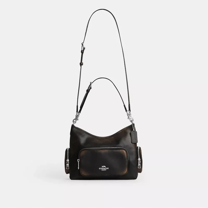 Laurel Shoulder Bag With Pockets In Loved Leather