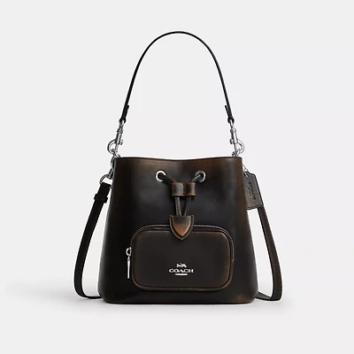Rowan Bucket Bag With Pocket In Loved Leather