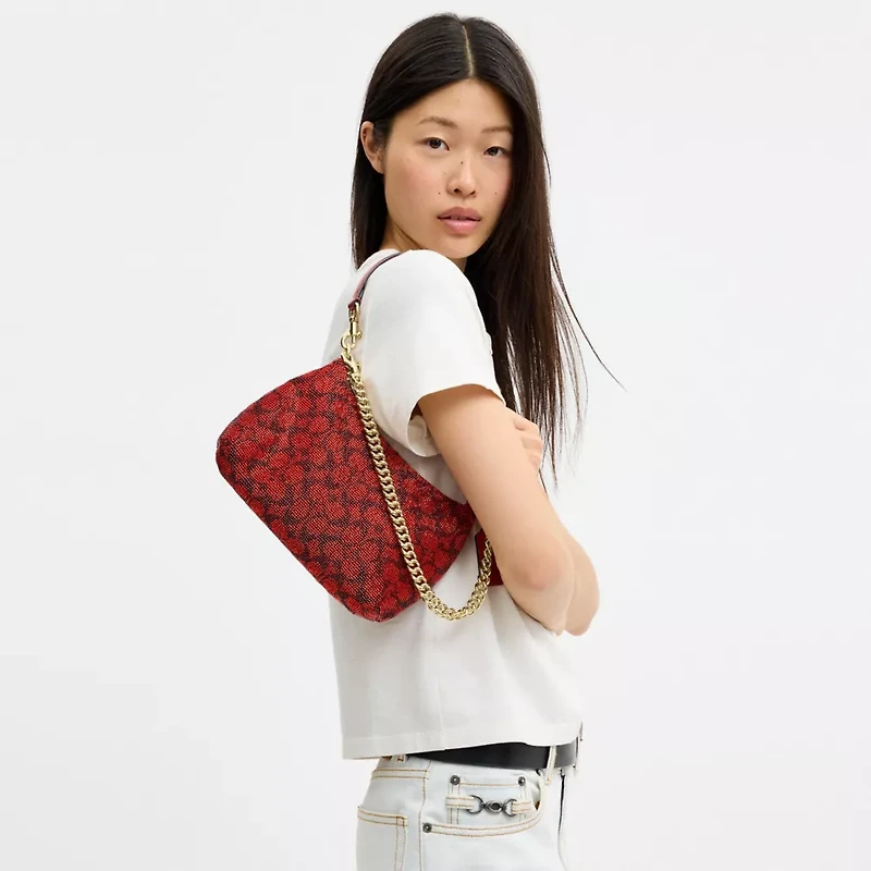 Teri Shoulder Bag Signature Beaded Satin