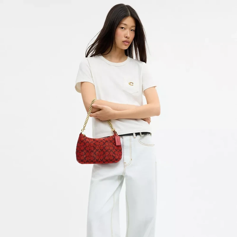 Teri Shoulder Bag Signature Beaded Satin