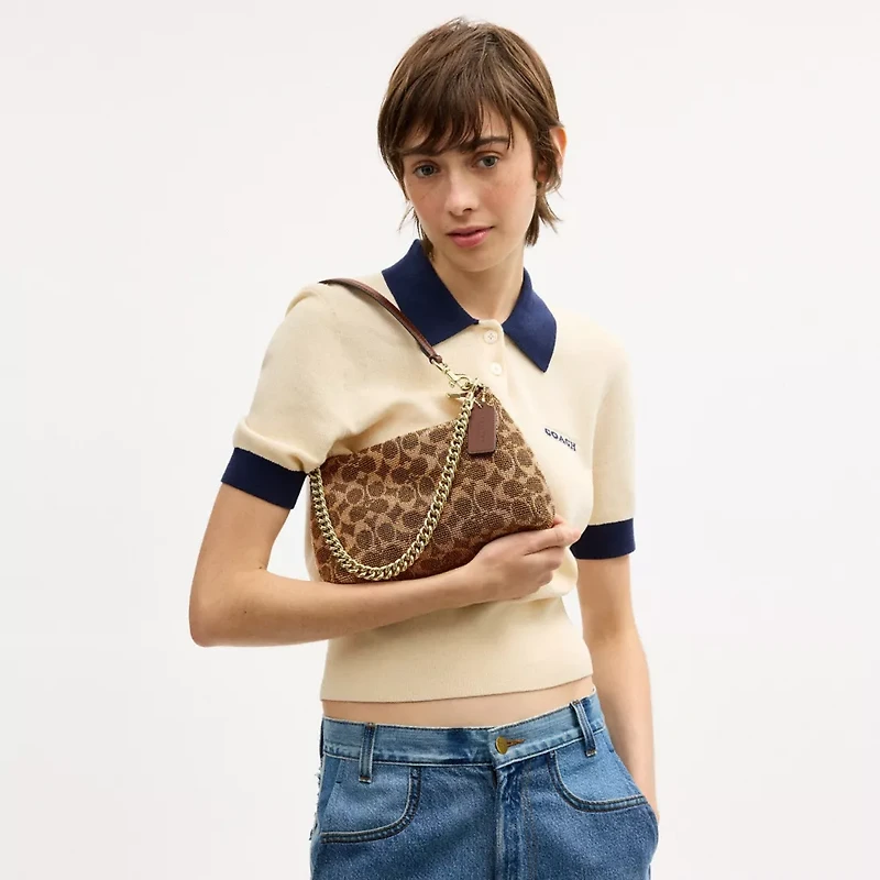 Teri Shoulder Bag In Signature Beaded Satin