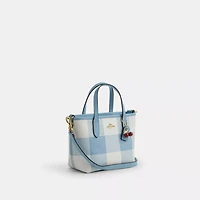City Mini Tote Bag With Gingham Print And Charm