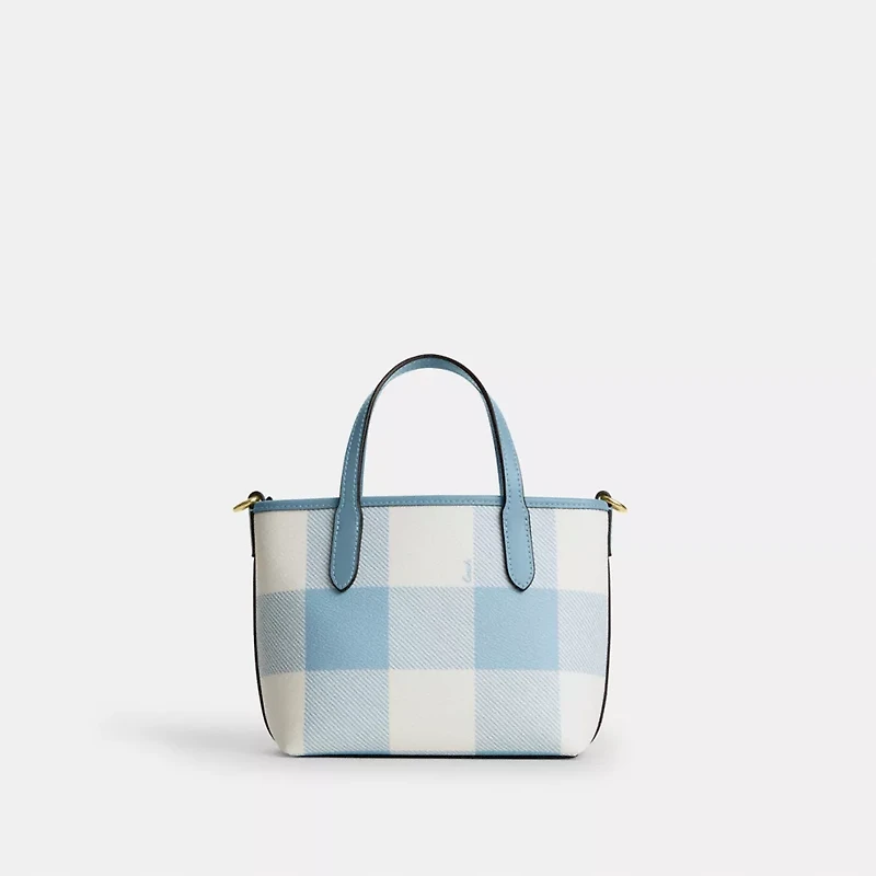 City Mini Tote Bag With Gingham Print And Charm