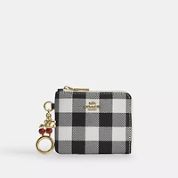 Small Corner Zip Wallet With Gingham Print And Charms