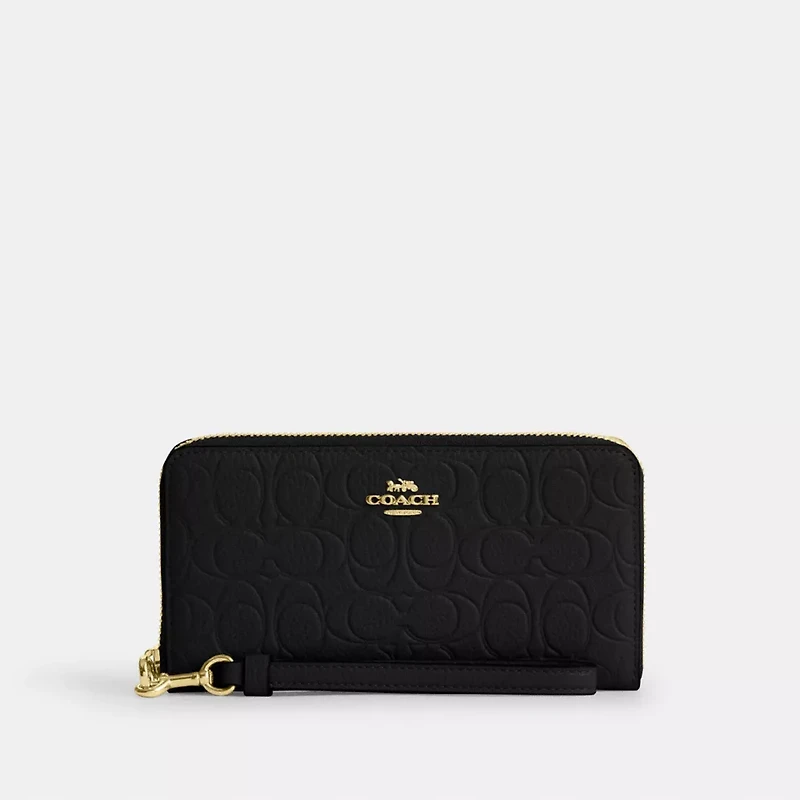 Long Zip Around Wallet In Signature Leather
