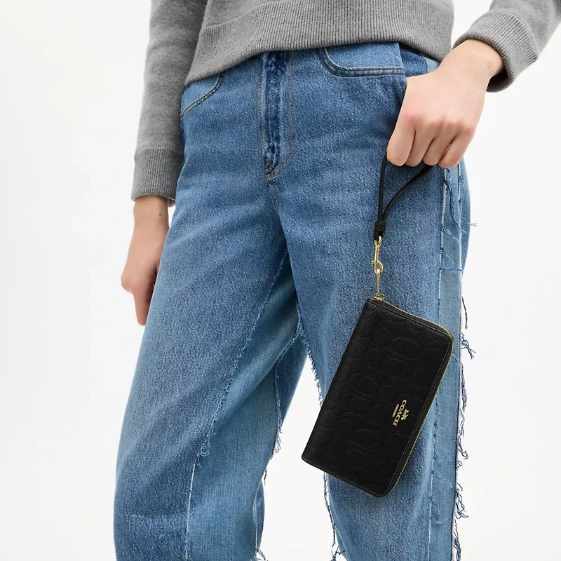Long Zip Around Wallet In Signature Leather