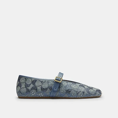 Mary Jane Crystal Signature Denim
