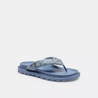 Brynn Thong Sandal Crystal Signature Denim