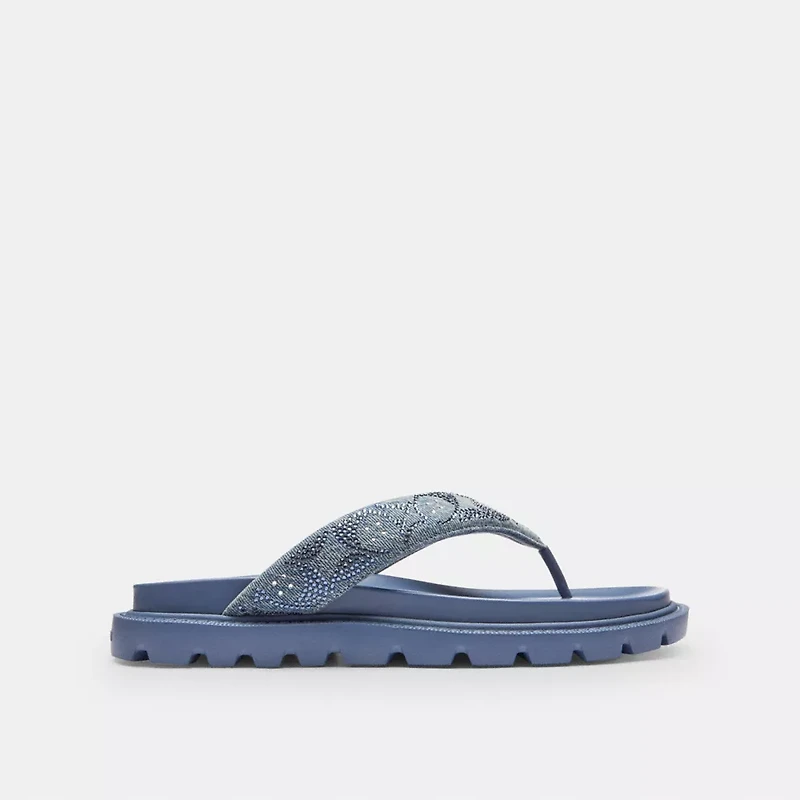 Brynn Thong Sandal Crystal Signature Denim
