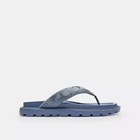 Brynn Thong Sandal Crystal Signature Denim