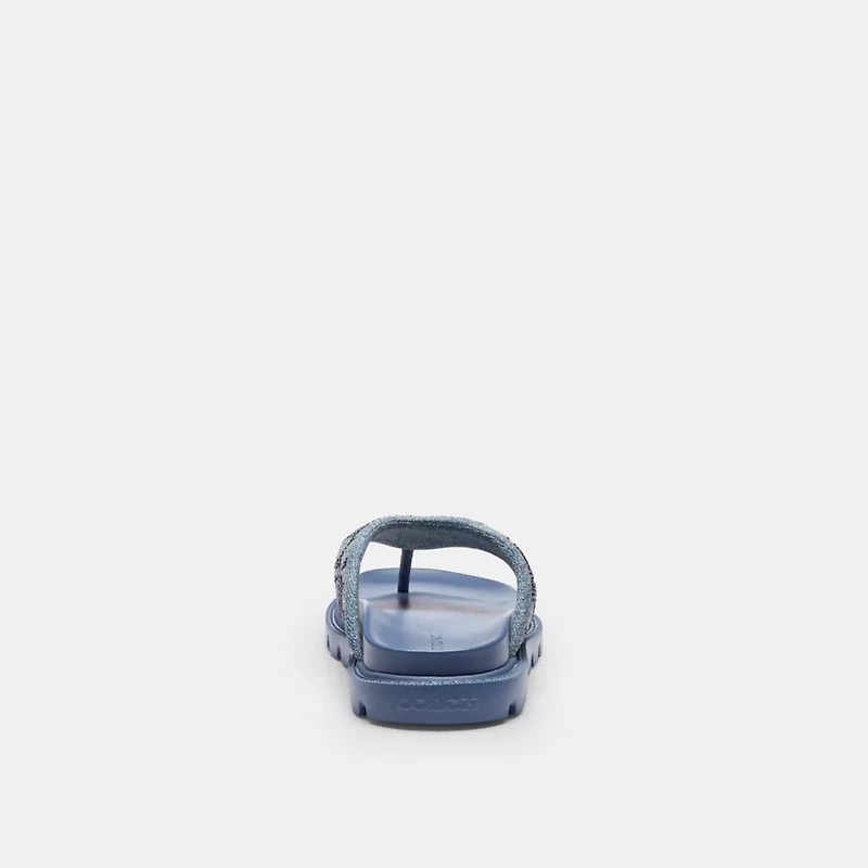 Brynn Thong Sandal Crystal Signature Denim