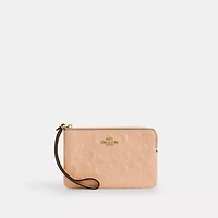 Corner Zip Wristlet Signature Leather