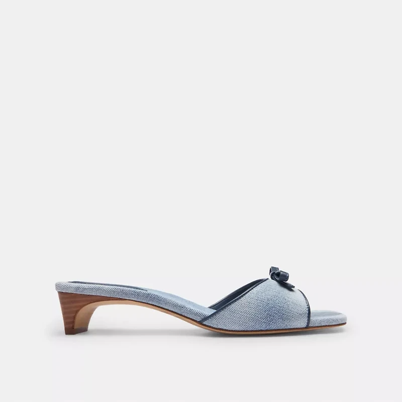 Bow Kitten Heel Sandal Loved Denim