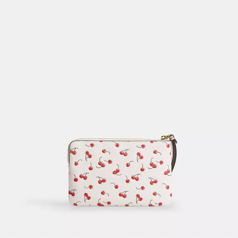 Corner Zip Wristlet With Cherry Print