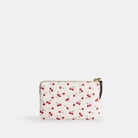 Corner Zip Wristlet With Cherry Print