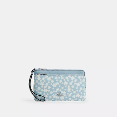 Double Zip Wristlet With Floral Print