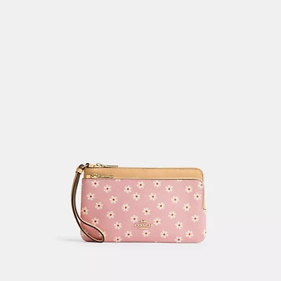 Double Zip Wristlet With Floral Print