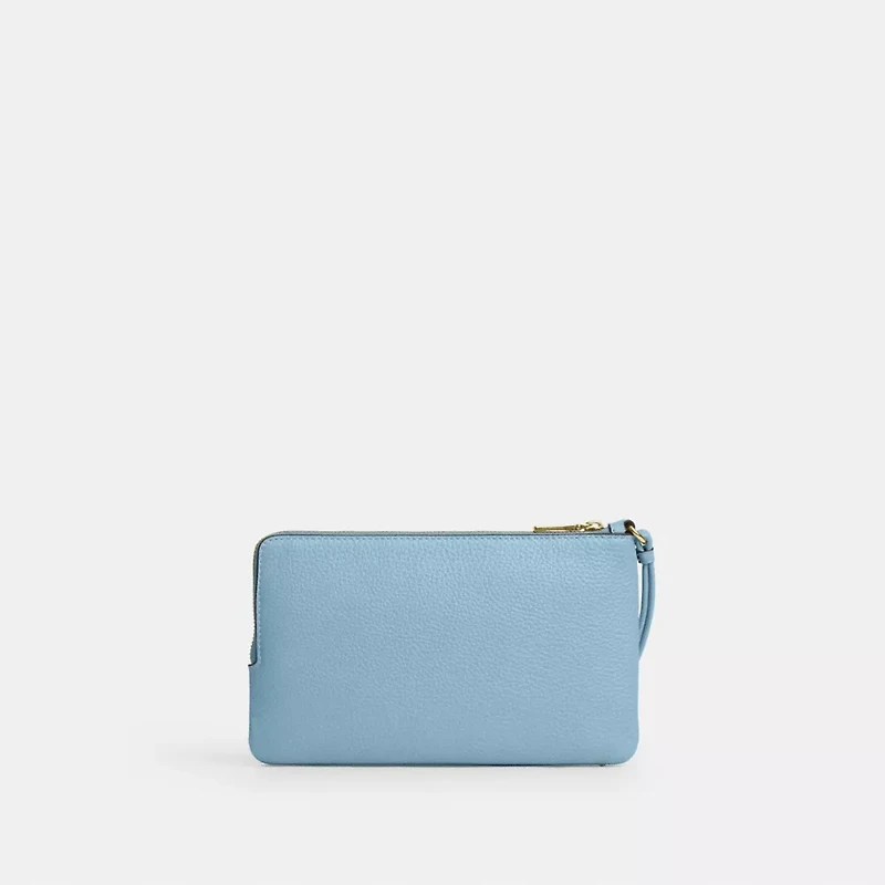 Double Zip Wristlet With Gingham Print